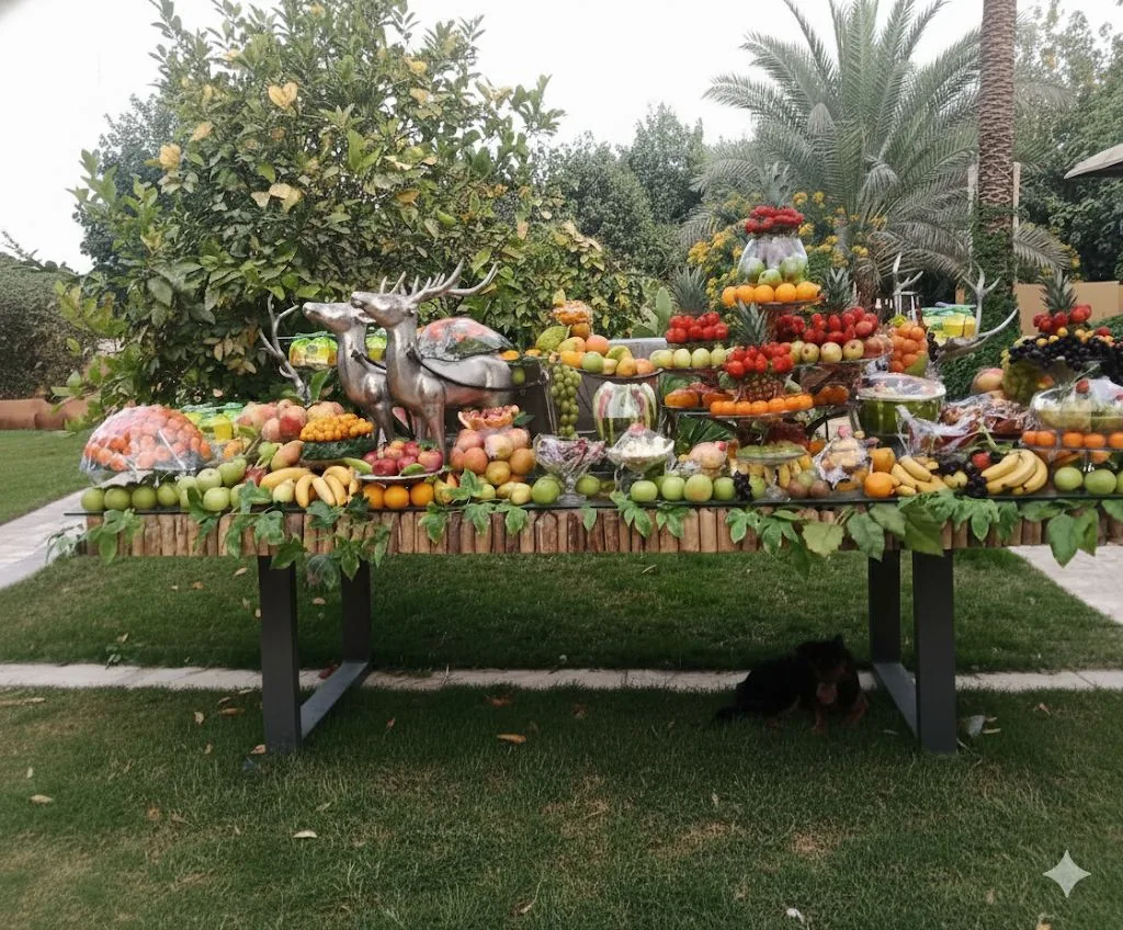 A colourful fruit table in the Nibras garden